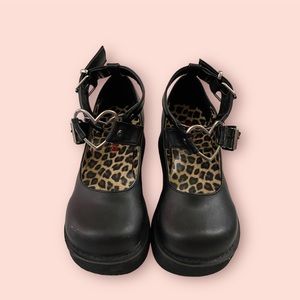 Demonia Sz7 Sprite Mary Jane Faux Leather Ankle Strap Metal Heart Platform Shoe